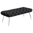 Tampa Furniture Outlet - Coaster - Ella Upholstered Tufted Bench Stainless Steel Legs Black - 910333