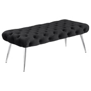 Tampa Furniture Outlet - Coaster - Ella Upholstered Tufted Bench Stainless Steel Legs Black - 910333
