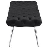 Ella Upholstered Tufted Bench Stainless Steel Legs Black - Tampa Furniture Outlet