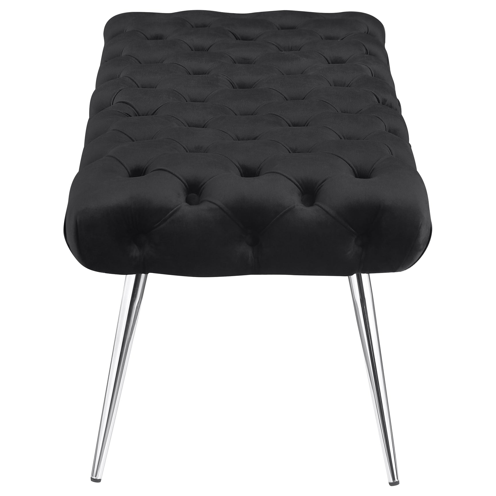 Ella Upholstered Tufted Bench Stainless Steel Legs Black - Tampa Furniture Outlet