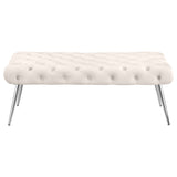 Ella Upholstered Tufted Bench Stainless Steel Legs Ivory - Tampa Furniture Outlet