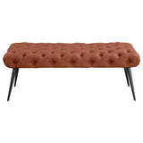 Ella Upholstered Tufted Bench Metal Legs Rust - Tampa Furniture Outlet