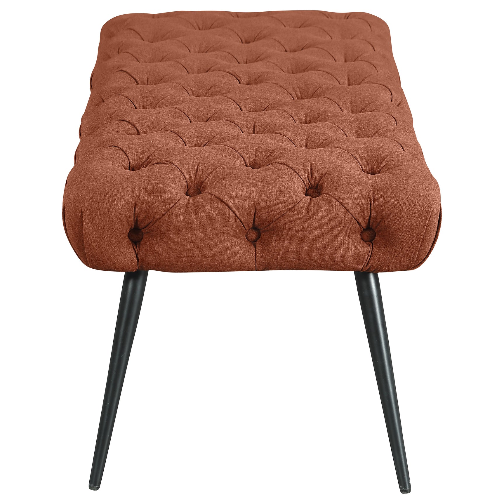 Ella Upholstered Tufted Bench Metal Legs Rust - Tampa Furniture Outlet