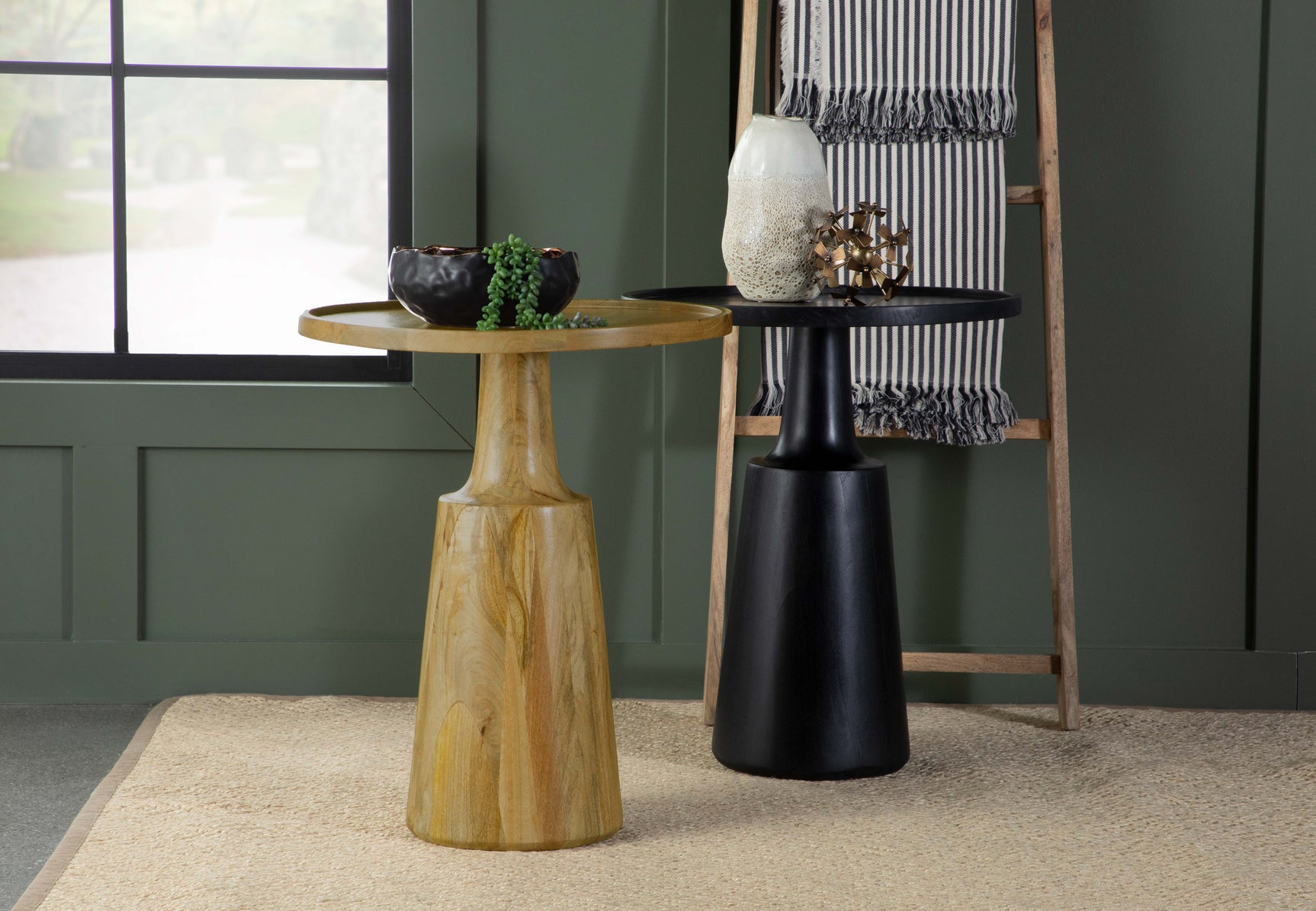 Ixia Round Solid Mango Wood Accent Side Table Natural - Tampa Furniture Outlet
