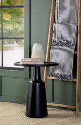 Ixia Round Solid Mango Wood Accent Side Table Black Stain - Tampa Furniture Outlet