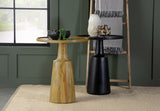 Ixia Round Solid Mango Wood Accent Side Table Black Stain - Tampa Furniture Outlet