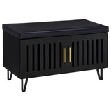 Tampa Furniture Outlet - Coaster - Brixton 2-door Padded Entryway Shoe Storage Bench Black - 915152