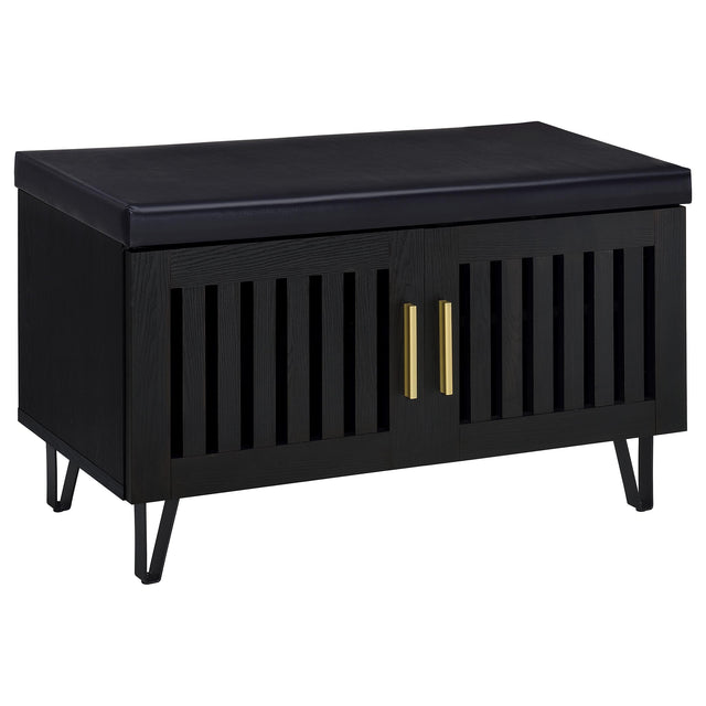 Tampa Furniture Outlet - Coaster - Brixton 2-door Padded Entryway Shoe Storage Bench Black - 915152