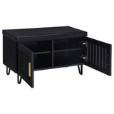 Brixton 2-door Padded Entryway Shoe Storage Bench Black - Tampa Furniture Outlet