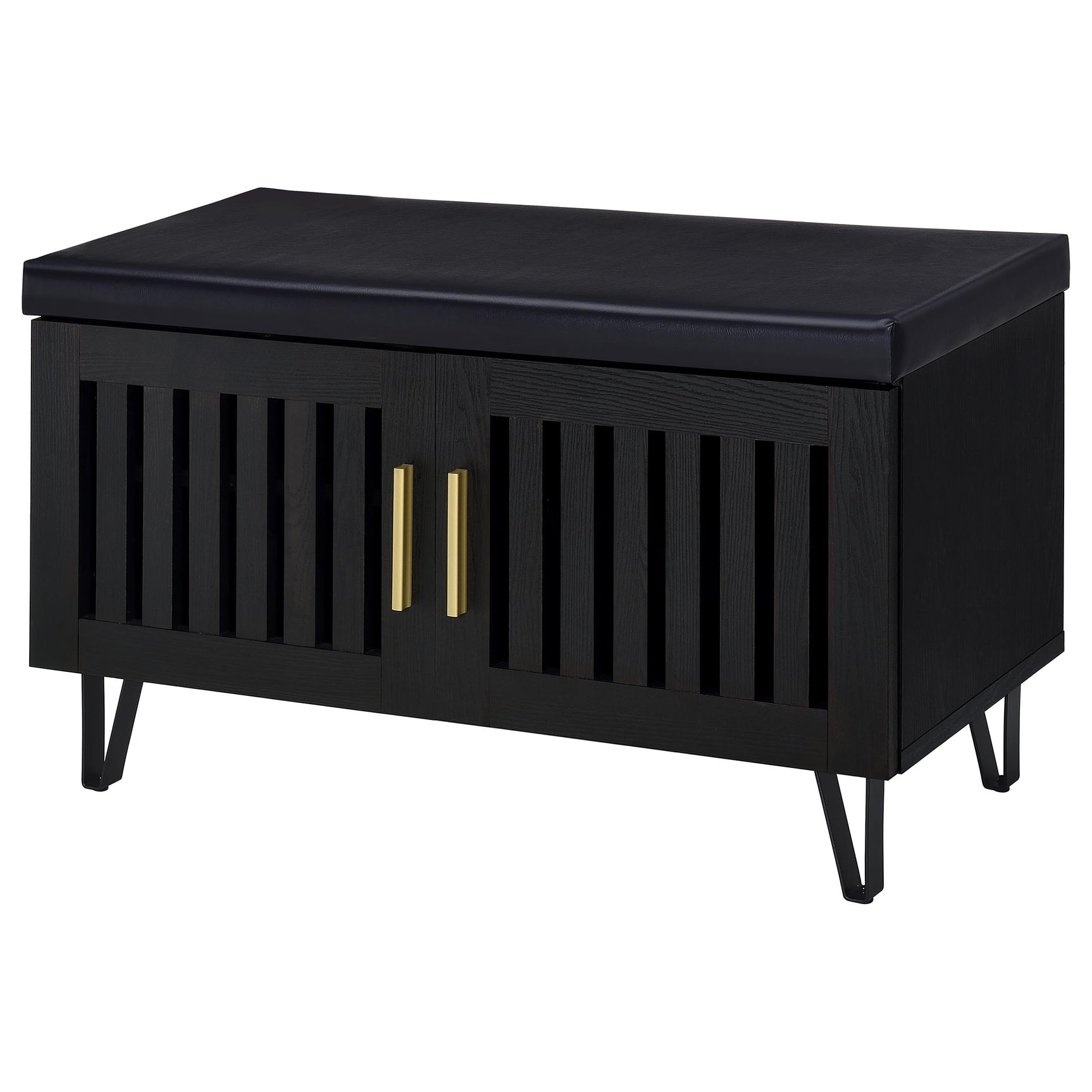 Brixton 2-door Padded Entryway Shoe Storage Bench Black - Tampa Furniture Outlet