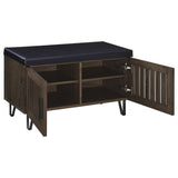 Brixton 2-door Padded Entryway Shoe Storage Bench Smoked Oak - Tampa Furniture Outlet