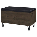 Brixton 2-door Padded Entryway Shoe Storage Bench Smoked Oak - Tampa Furniture Outlet
