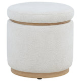 Tampa Furniture Outlet - Coaster - Remuda Boucle Upholstered Round Storage Ottoman Ivory - 915423