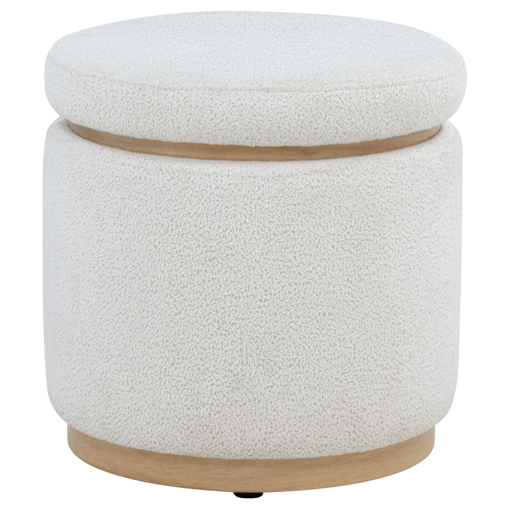 Tampa Furniture Outlet - Coaster - Remuda Boucle Upholstered Round Storage Ottoman Ivory - 915423