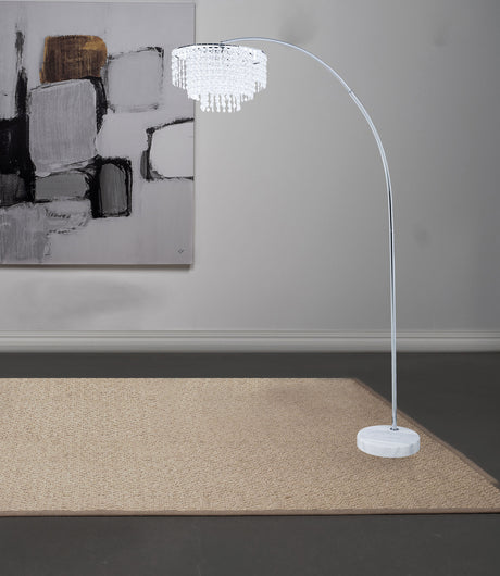 Shirley 86-inch Hanging Crystal Arc Metal Floor Lamp Chrome - Tampa Furniture Outlet
