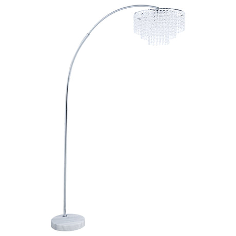 Tampa Furniture Outlet - Coaster - Shirley 86-inch Hanging Crystal Arc Metal Floor Lamp Chrome - 920065