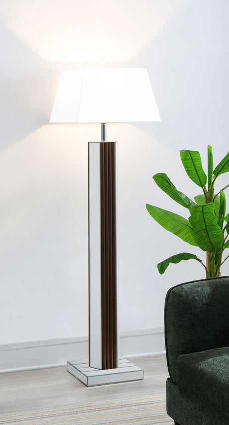 Elena 67-inch Square Tapered Mirrored Floor Lamp Brown - Tampa Furniture Outlet