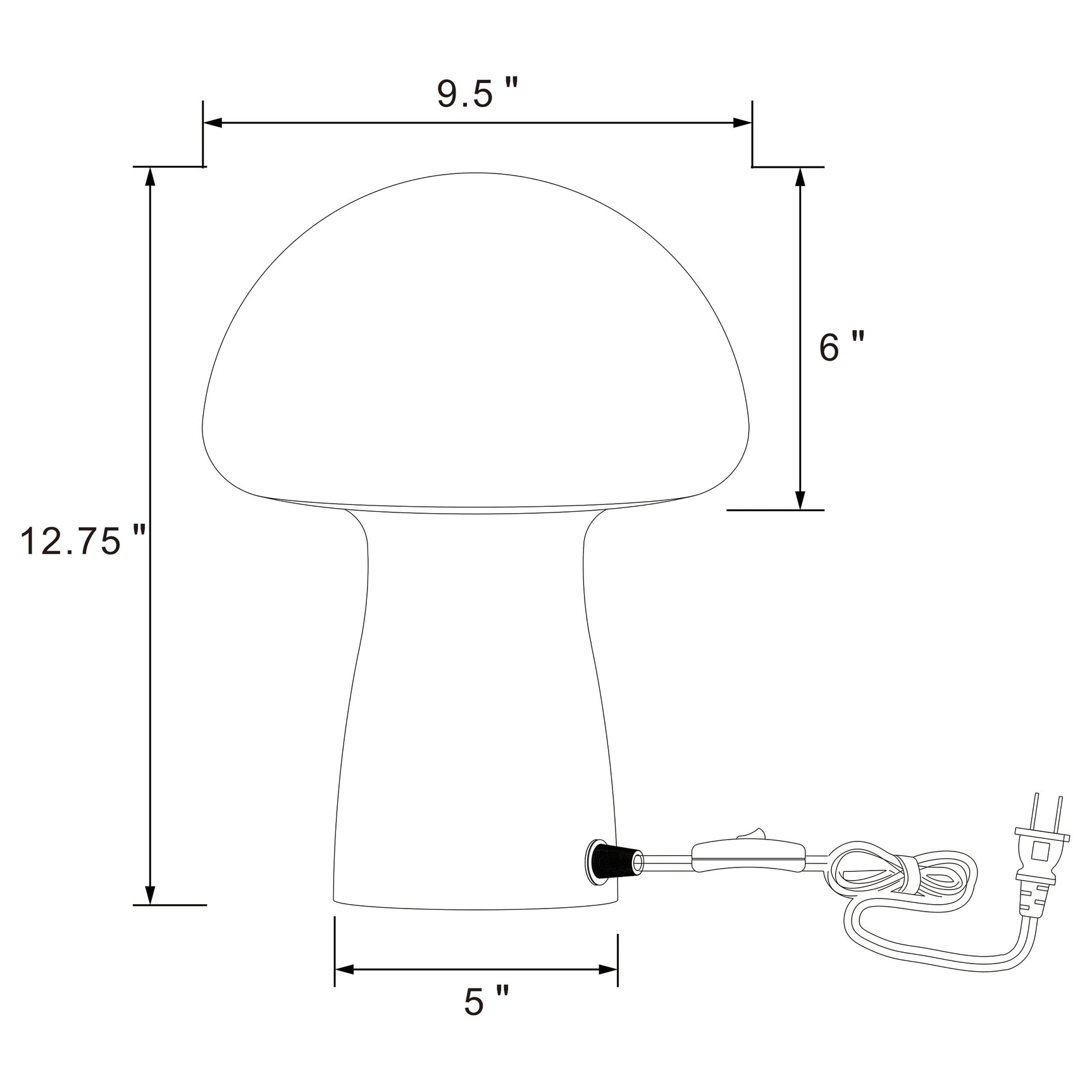 Kanaby Mushroom Shaped Glass Bedside Table Lamp White - Tampa Furniture Outlet