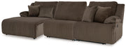 Tampa Furniture Outlet - Ashley Furniture - Top Tier Sectional - 3-Piece Reclining Sofa Chaise Sectional / Chocolate - 92705S11