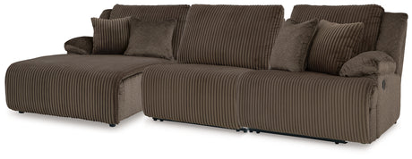 Tampa Furniture Outlet - Ashley Furniture - Top Tier Sectional - 3-Piece Reclining Sofa Chaise Sectional / Chocolate - 92705S11