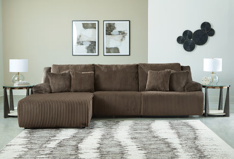 Tampa Furniture Outlet - Ashley Furniture - Top Tier Sectional - 3-Piece Reclining Sectional Sofa Chaise / Chocolate - 92705S7