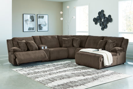 Tampa Furniture Outlet - Ashley Furniture - Top Tier Sectional - 6-Piece Reclining Sectional with Chaise / Chocolate - 92705S1
