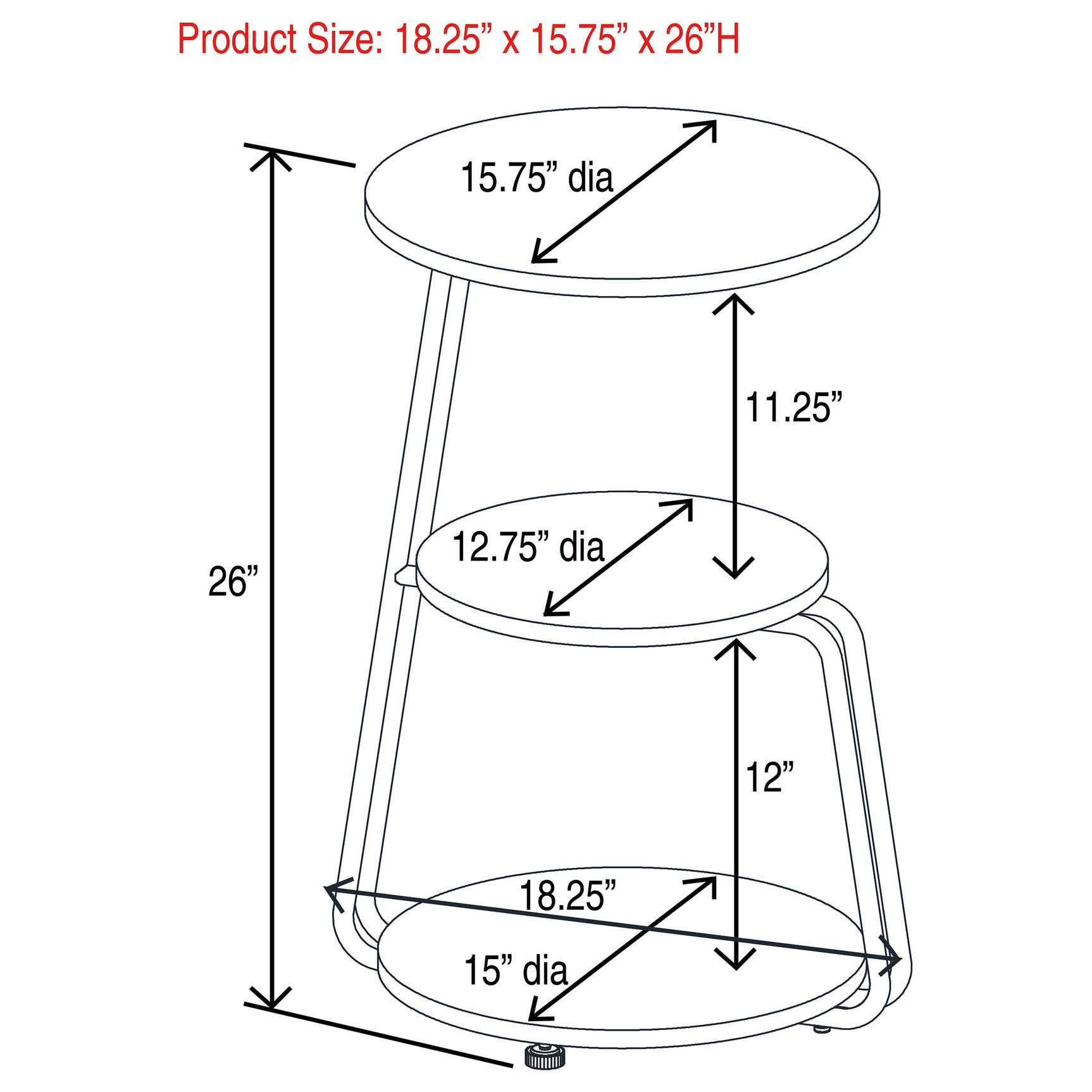 Hilly 3-tier Round Accent Side Table White and Black - Tampa Furniture Outlet