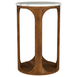 Berkeley Round Marble Top Side Table White and Brown - Tampa Furniture Outlet