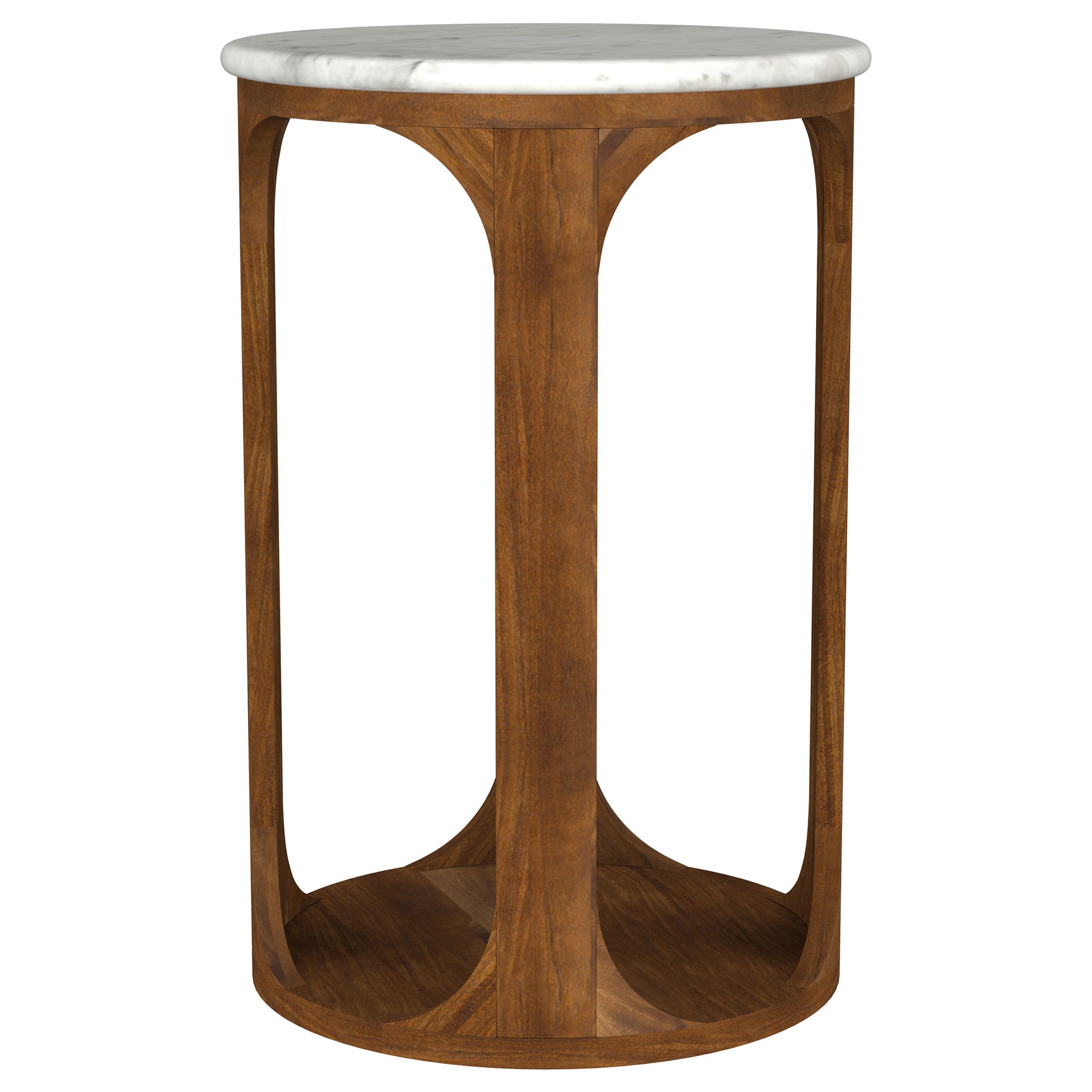 Berkeley Round Marble Top Side Table White and Brown - Tampa Furniture Outlet