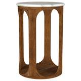 Berkeley Round Marble Top Side Table White and Brown - Tampa Furniture Outlet