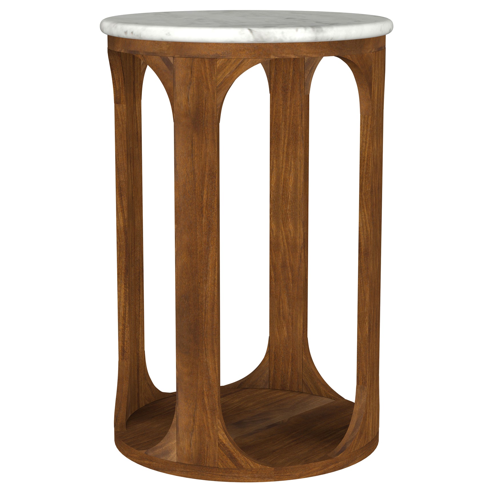 Berkeley Round Marble Top Side Table White and Brown - Tampa Furniture Outlet