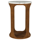 Berkeley Round Marble Top Side Table White and Brown - Tampa Furniture Outlet
