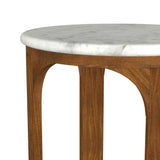 Berkeley Round Marble Top Side Table White and Brown - Tampa Furniture Outlet