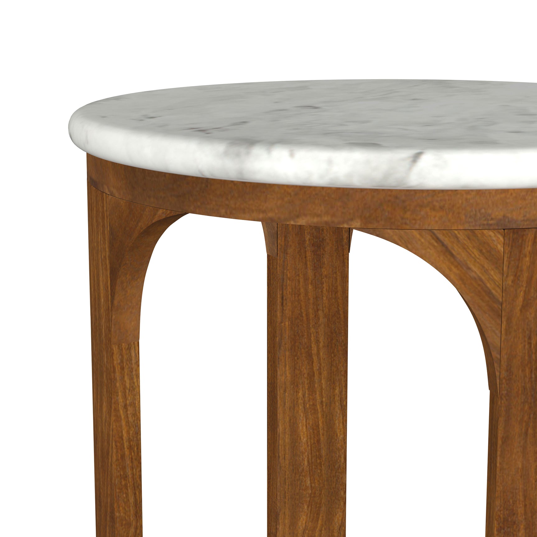 Berkeley Round Marble Top Side Table White and Brown - Tampa Furniture Outlet