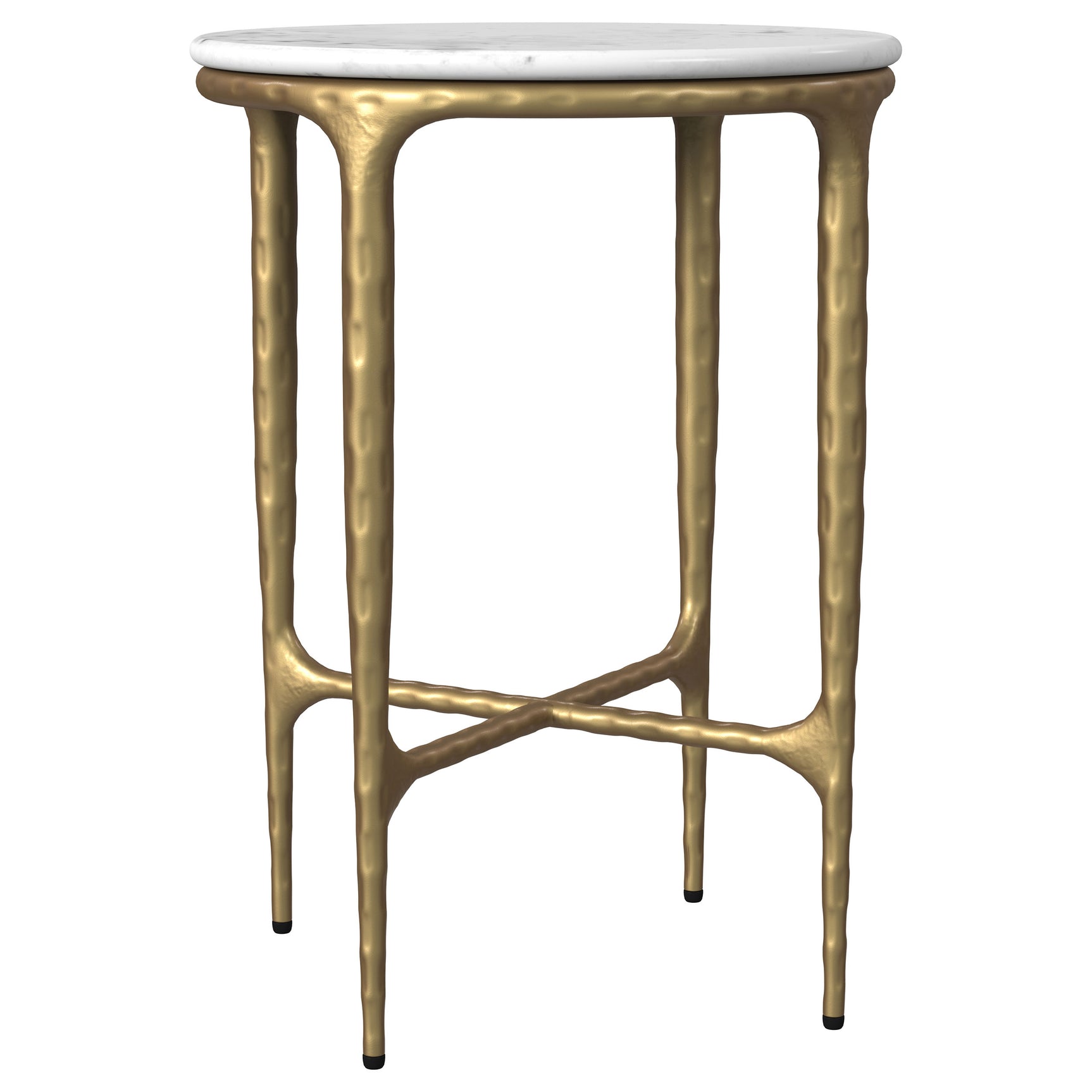 Tampa Furniture Outlet - Coaster - Baldwin Round Marble Top Side Table White and Gold - 930081