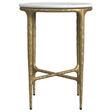 Baldwin Round Marble Top Side Table White and Gold - Tampa Furniture Outlet