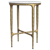 Baldwin Round Marble Top Side Table White and Gold - Tampa Furniture Outlet