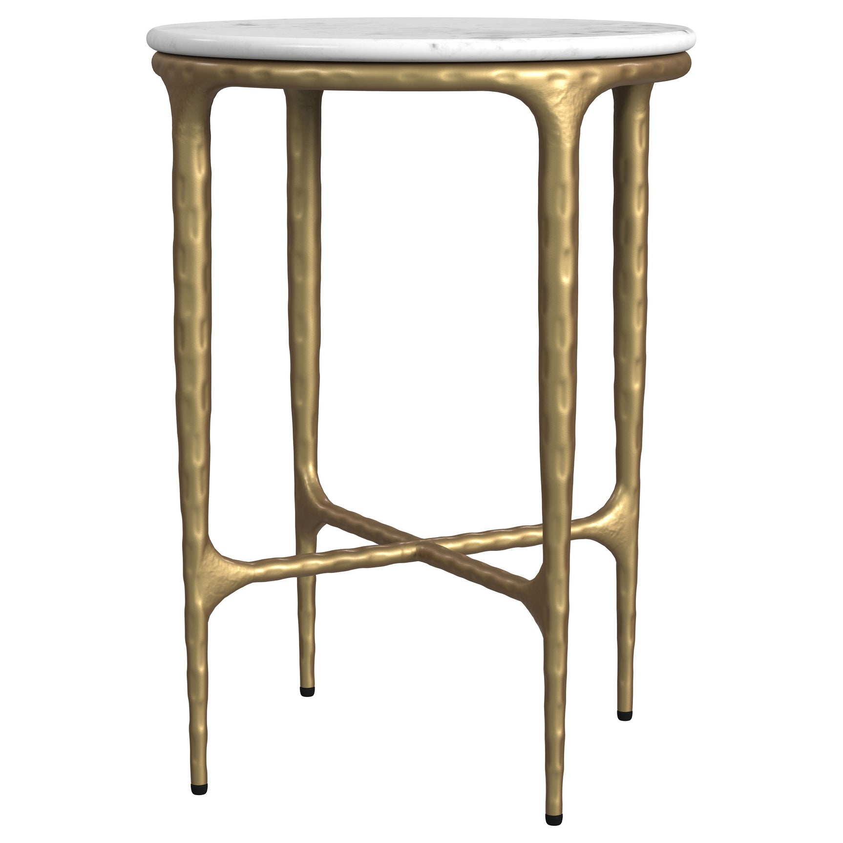 Baldwin Round Marble Top Side Table White and Gold - Tampa Furniture Outlet