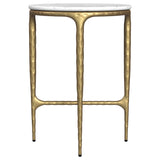 Baldwin Round Marble Top Side Table White and Gold - Tampa Furniture Outlet