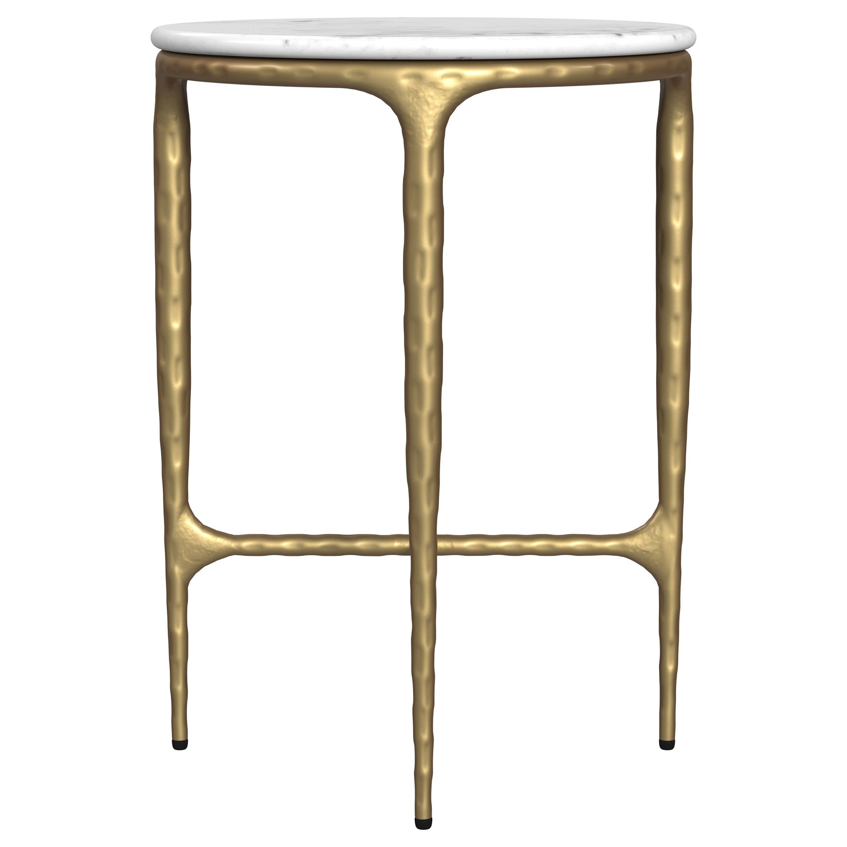 Baldwin Round Marble Top Side Table White and Gold - Tampa Furniture Outlet