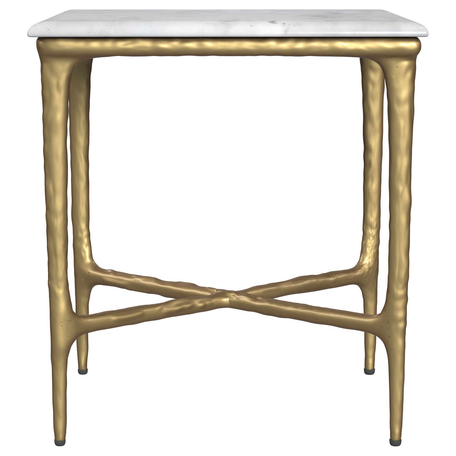 Baldwin Rectangular Marble Top Side Table White and Gold - Tampa Furniture Outlet