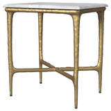 Baldwin Rectangular Marble Top Side Table White and Gold - Tampa Furniture Outlet