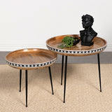 Ollie 2-piece Solid Wood Bone Inlay Nesting Table Natural - Tampa Furniture Outlet