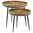 Tampa Furniture Outlet - Coaster - Ollie 2-piece Solid Wood Bone Inlay Nesting Table Natural - 930193