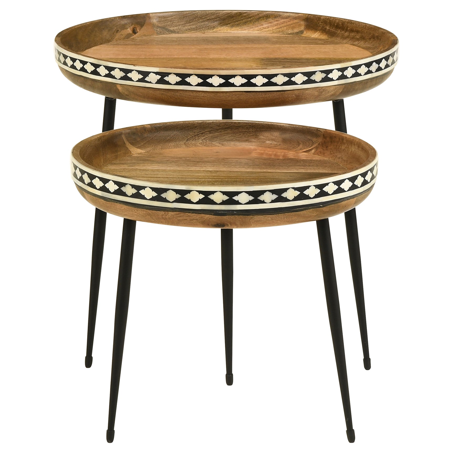 Ollie 2-piece Solid Wood Bone Inlay Nesting Table Natural - Tampa Furniture Outlet