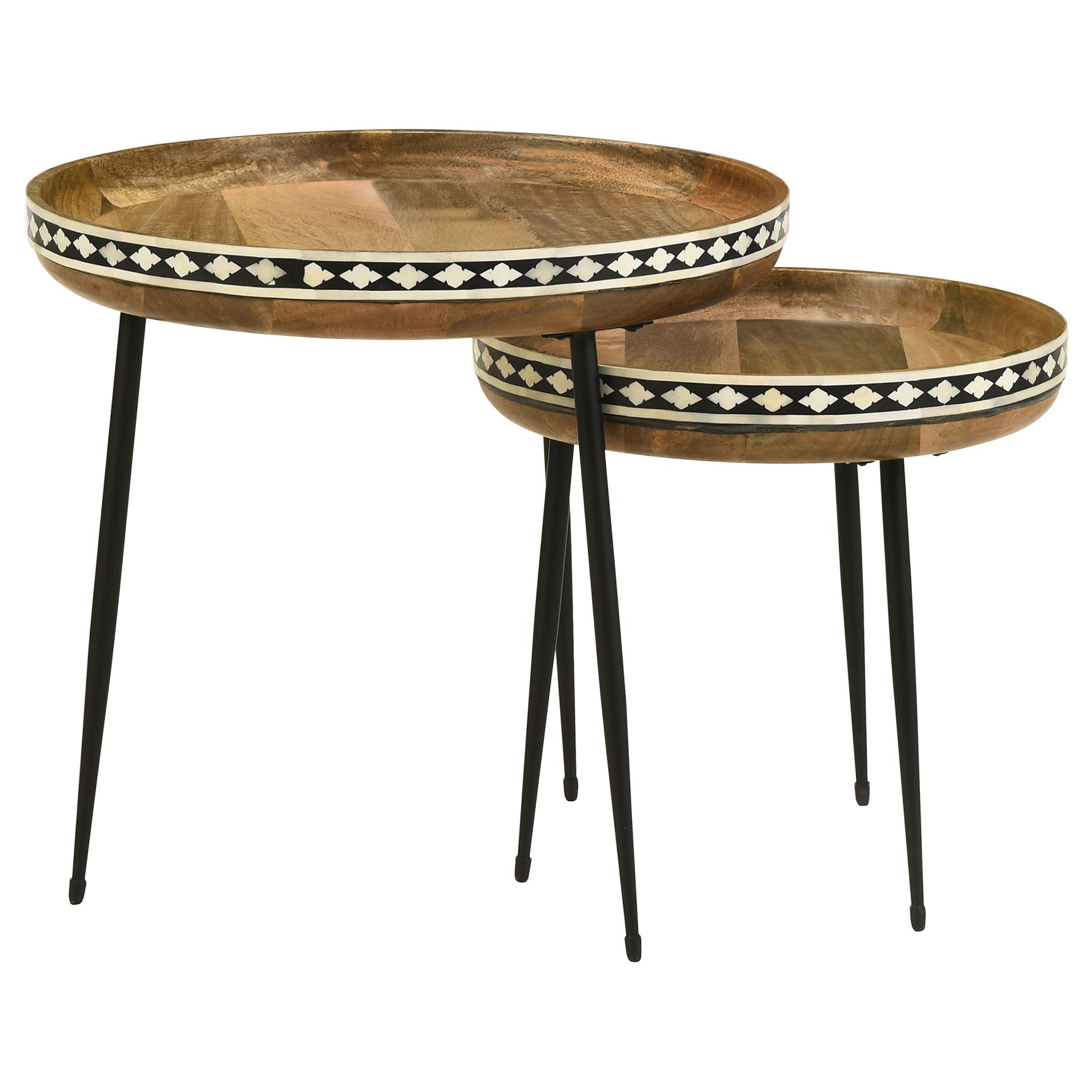 Ollie 2-piece Solid Wood Bone Inlay Nesting Table Natural - Tampa Furniture Outlet