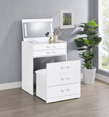 Danbury 3-drawer Makeup Vanity & Stool Set White High Gloss - Tampa Furniture Outlet