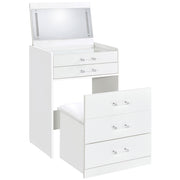 Tampa Furniture Outlet - Coaster - Danbury 3-drawer Makeup Vanity & Stool Set White High Gloss - 930208