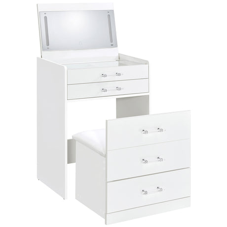Tampa Furniture Outlet - Coaster - Danbury 3-drawer Makeup Vanity & Stool Set White High Gloss - 930208