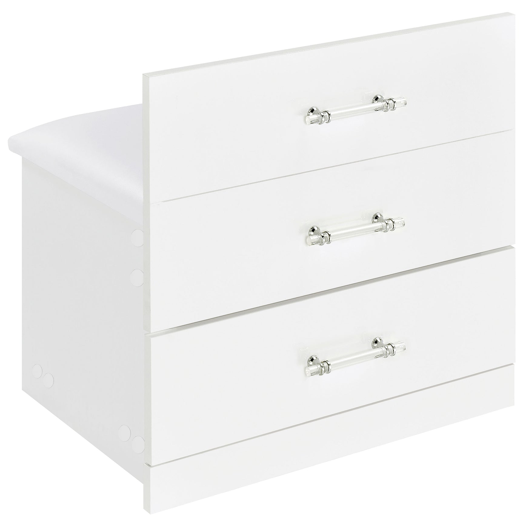 Danbury 3-drawer Makeup Vanity & Stool Set White High Gloss - Tampa Furniture Outlet